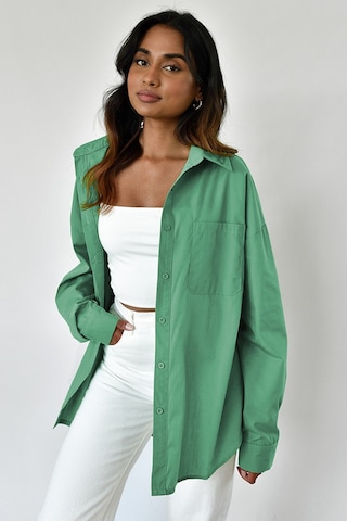 Madmext Çağla Yeşili Oversize Basic Cepli Poplin Gömlek Mg1530 Çağla Yeşili