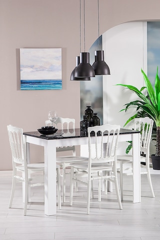 Mirage / Miray Mutfak Mas Takımı 4 Sandalye 1 Masa - Beyaz