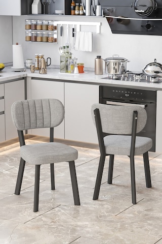 Parla Mutfak Sandalyesi Yemek Odası Bahçe Balkon Otel Restoran Kafe Sandalyesi - 6 Adet - Gri Gri