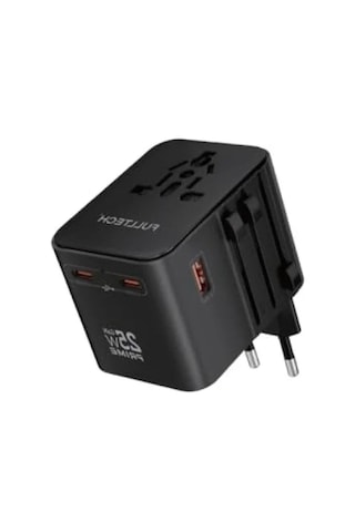 25w Gan Hızlı Şarjlı Universal Seyahat Adaptörü, 2x Usb-c + 1x Usb-a