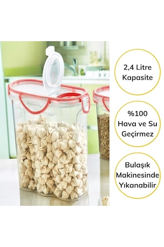 Kilitli Kapaklı Contalı Hava,su Sıvı Geçirmez 2,4 Litre Erzak Saklama Kabı-sa590 Renkli