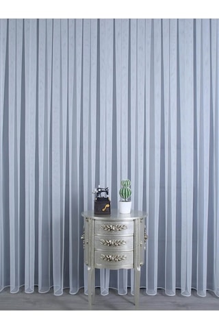 Petek Dokulu Eteği Kurşunlu Düz Tül Perde / Ölçünüze Özel Dikim