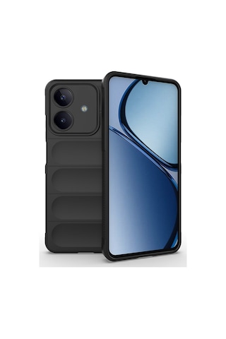 Realme C63 Kılıf Esnek Tpu Oyuklu Arka Yüzey Tasarımlı Mkst Etnik Silikon Kapak - Siyah Siyah