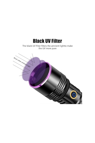 F.b.ı F-365 20watt Şarjlı 26650 Pilli Uv Led Mor Işıklı El Feneri Siyah