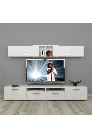 Decoraktiv Eko 5220 Slm Krom Ayaklı Tv Ünitesi Tv Sehpası Beyaz
