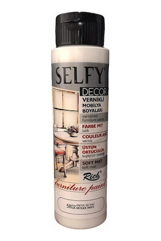 Rich Selfy Decor Vernikli Boya 500 Cc 5802 Antik Beyaz