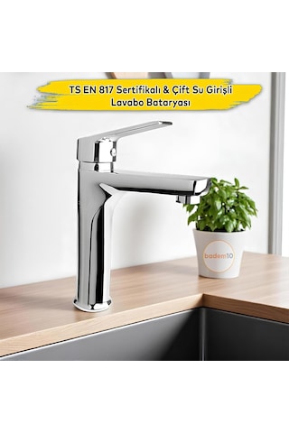 Mix Krom Kaplama Sıcak Soğuk Tezgah Üstü Banyo Mutfak Lavabo Bataryası Aç Kapa Evye Armatür Musluk Çok Renkli