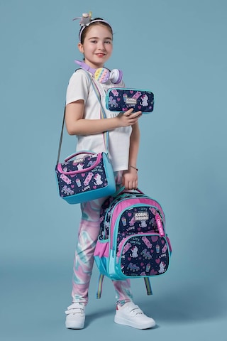 Coral High Kids Lacivert Pembe Kedili Paten Desenli 3'lü Okul Çanta Seti Set0123658