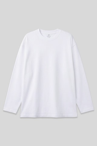 Tommylife Beyaz O Yaka Rahat Form Battal Büyük Beden Uzun Kollu Erkek T-shirt - 88107 Beyaz
