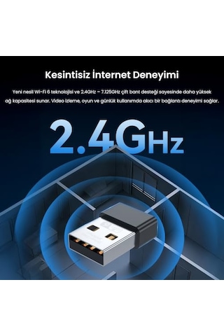 Veggieg 300mbps Wifi 6 Çift Bant Kablosuz Alıcı Verici Nano Usb Adaptör