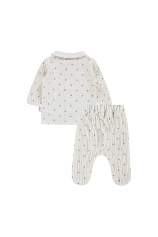 Civil Baby Yıldız Empirme 3-12 Ay Pijama Takımı - Kahverengi Acı Kahverengi