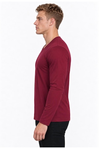 Axxel Erkek Kırmızı Pamuklu Likralı Süprem Uzun Kollu T-shirt-d236