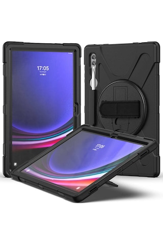 Galaxy Uyumlu  Tab S8 Ultra Omsy Defender Tablet Silikon - Siyah Arka Kapak