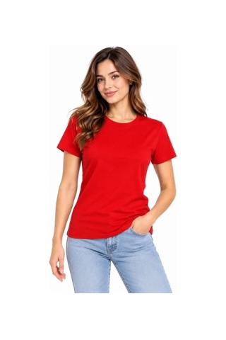 DefyModa Basic Tişört Bisiklet Yaka Kısa Kol Günlük Yazlık Slim Fit T-shirt Kırmızı