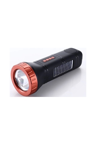 Ultratekno Aı-112 Güneş Panelli Kamp Tipi Outdoor El Feneri Bluetooth Hoparlör Fm Radyo Acil Durum F Bakır - Siyah