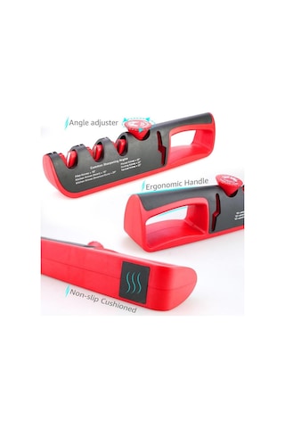 Kırmızı Kalemtıraş Açısı Ayarlanabilir 4 Seviyeli Makas Kalemtıraş Profesyonel Mutfak Bıçağı Bileyici Aracı