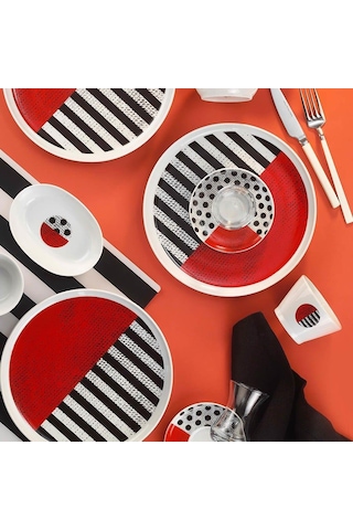 Kütahya Porselen Mood 30 Parça Kahvaltı Takımı 12065 Beyaz - Siyah