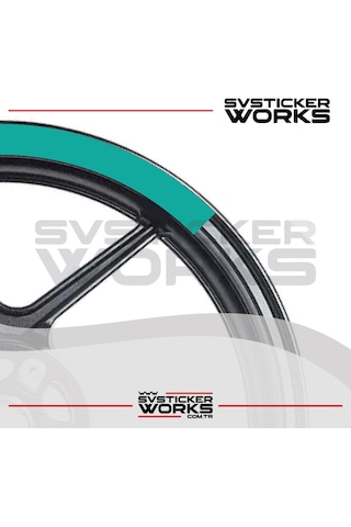 Motosiklet Jant Şeridi Jant Sticker Yarım Kaplama Daire 17-18 İnch Jant Motor Uyumlu Turkuaz