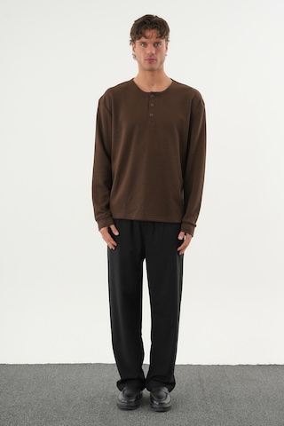 Redline Taren Oversize Erkek Kışlık Düğmeli Sweatshirt Kahverengi