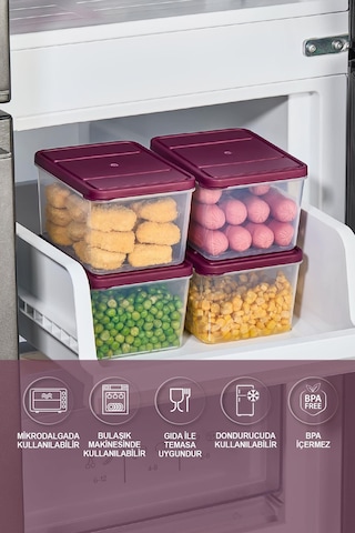 Selka Home 8 Adet Derin 1 Lt. Nora Organizer Buzdolabı Buzluk Düzenleyici Saklama Kabı