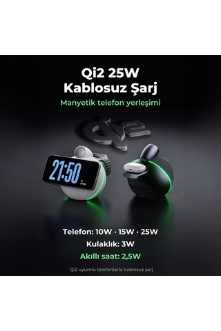 X16 Bluetooth Hoparlör Ve Qi2 25w Manyetik Kablosuz Şarj Cihazı Ortam Işıklı Tws