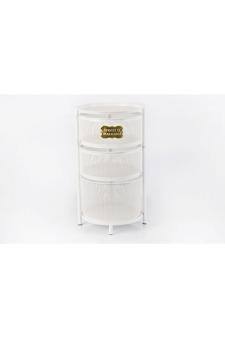 Tezgah Üstü 3 Katlı Metal Açılır Kapanır Paslanmaz Sebzelik Beyaz