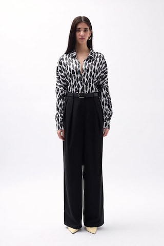 Desenli Crop Gömlek Siyah