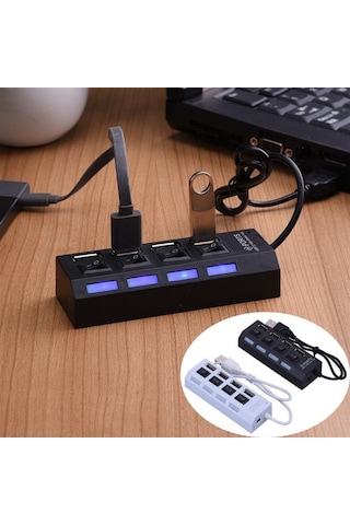 4 Port Usb 2.0 Hub Çoğaltıcı Çoklayıcı Switch Işıklı Anahtarlı