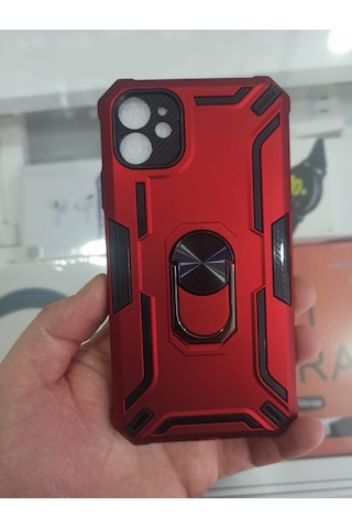 Apple Uyumlu iPhone 11 Tank Kılıf Zırhlı Darbe Korumalı Kırmızı