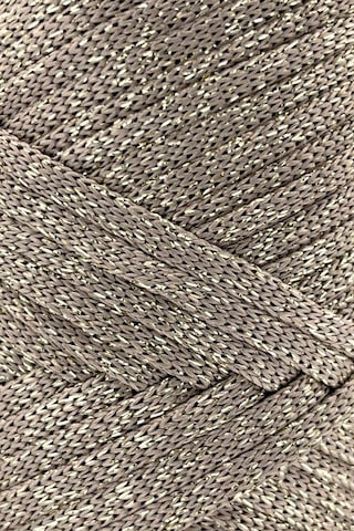 Sensy Premium Simli Ribbon Polyester İp 200 Gr Makrome İpi Supla İpliği Ve Çanta İpi Simli Vizon