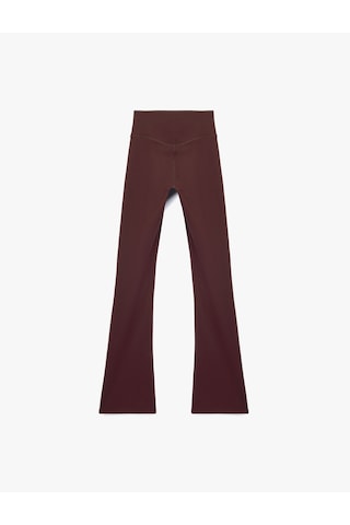Koton Yüksek Bel Slim Fit İspanyol Paça Spor Tayt Bordo 7wak40022nk