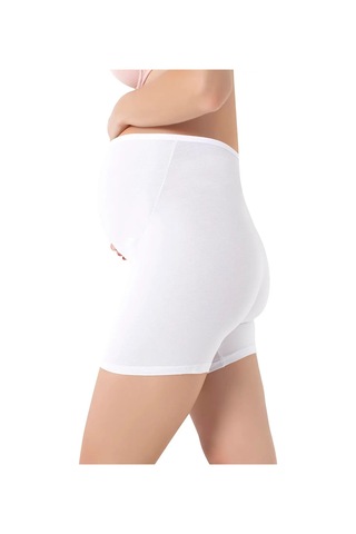 Astrid T Premium Anne Giyim Düz Renk Konforlu Stil Hamile Boxer Şort Beyaz Pamuklu Likralı