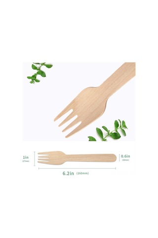 Moveevo 100 Adet Gıda Grubu Ahşap Çatal Seti, Ev Ve Restoran Kullanıma Uygun, Yeşil Çevre Dost Tek Kullandım Atılabilir Ahşap Ürün Ahşap