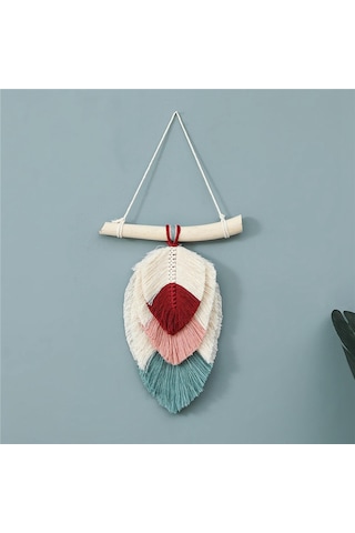 Suntek Magideal Makrome Duvar Asılı Goblen Fringe Kırmızı-pembe-25x30cm