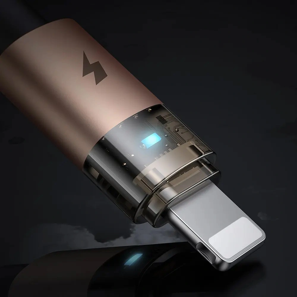 Mcdodo Ca-6911 Usb-a To Lightning Led Işıklı Şeffaf Tasarım 1.2m Data Ve Şarj Kablosu - Siyah-gold -
