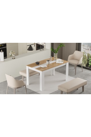 Robin Home Lena Yemek Masası 140x80 Sepet-beyaz