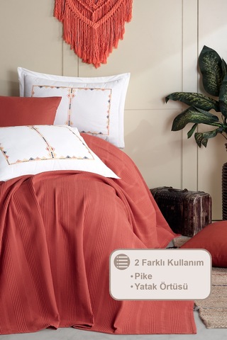 Elart Melany Pike Çift Kişilik %100 Pamuk 200x220 Cm Tarçın Tarçın