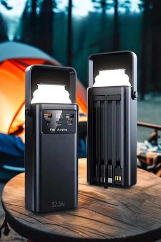 50000 Mah Hızlı Şarj Powerbank 22.5w Led Işıklı Kendinden Kablolu