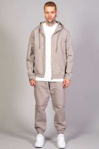 Erkek Kapüşonlu Oversize Marsıan Füme Kot Ceket Füme