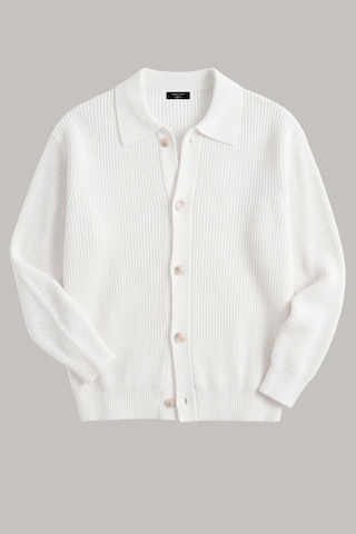 Genıus Store Erkek Hırka Oversize Kalıp Düğmeli Polo Yaka Triko Kazak Çekme/uzama Yapmaz Erkek-hırka Beyaz