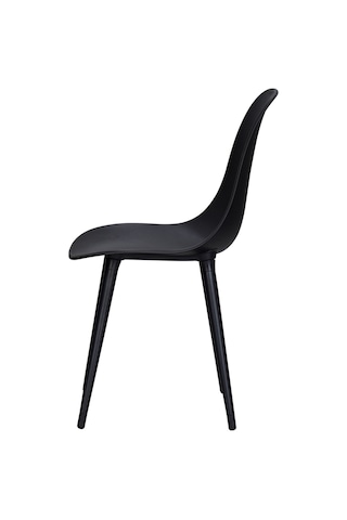 Vilinze Eames Siyah Ahşap Ayak Plastik Siyah Sandalye