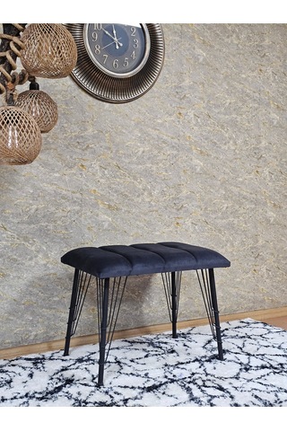 Zafir Metal Siyah Tel Ayaklı 60 Cm Puf Bench - Puf - Bench - Oturak - Mutfak Oturağı - Antre Oturağı Füme