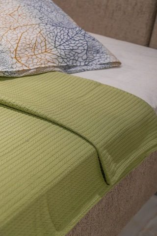 Sofline %100 Pamuk Çift Kişilik Yazlık Örgü Pike, Yatak Örtüsü, Terletmez Kumaş 240x200cm Yeşil