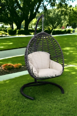 Monalin Home Garden Sofya Makrome El Örgüsü Balkon & Teras & Bahçe Salıncağı Antrasit - Gri