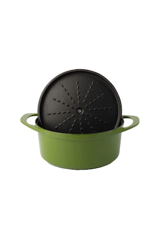 Sürel Pot Art, Yuvarlak Derin Döküm Tencere Yeşil 24 Cm