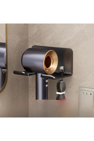 Yunboo Banyo Fön Tutucu Siyah Karbon Çelik Duvar Takımı - Delme Yok Hızlı Kurulum, Sağlam Ve Çok Amaçlı Kullanım Diğer