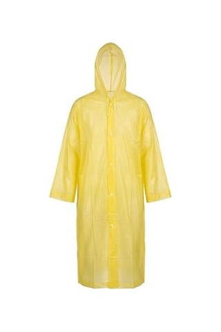 Su Geçirmez Eva Sarı Yağmurluk Kapüşonlu Çıtçıtlı Tekrar Kullanılabilir Unisex Yağmurluk Ponço Acil Durum Yağmurluğu