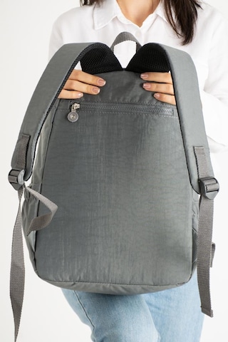 Unisex Okul Çantası Klinkır Kumaş Sırt Çantası Çok Cepli Hafif Yağmur Geçirmez 42 30 Cm Gri