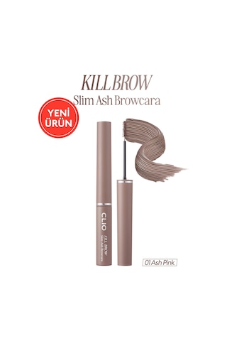 Ultra İnce Fırçalı, Yoğun Pigmentli Kaş Maskarası Clıo Kill Brow Slim Ash Browcara 01 Ash Pink 98670582