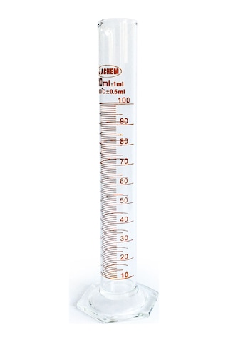 ACHEM 100ml Cam Mezür Uzun Form Kırmızı Skala